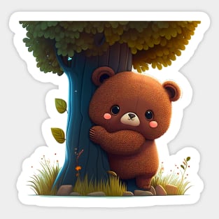 Shy Bear Sticker